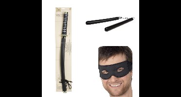 Ninja verkleed accessoires/wapens set - 3 delig - voor kinderen en volwassenen - kunststof