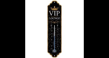 Nostalgic Art Binnen/buiten thermometer - VIP Lounge - Zwart/goud - metaal - 28 x 6.5 cm
