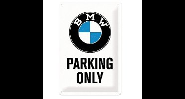 Nostalgic Art wandbord/muurplaatje - metaal - BMW Parking Only - 20 x 30 cm