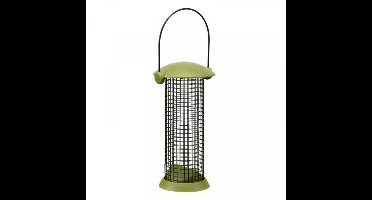 Notensilo - Smart Twist Top - groen/zwart - metaal - 11 x 20 cm - vogel voedersilo voor noten