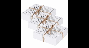 Onderzetters voor glazen - 12x - hout - wit - 10 x 10 cm