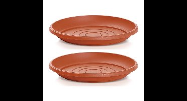 Opvangschaal/onderschaal bloempot/plantenpot - 3x - terracotta - rond - Dia 29 cm