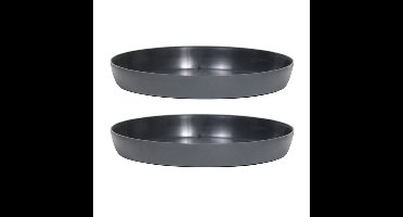 Opvangschaal/onderschaal bloempot/plantenpot - 4x - antraciet - rond - Dia 16 cm