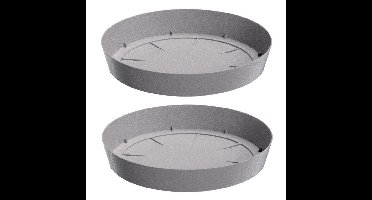 Opvangschaal/onderschaal bloempot/plantenpot - 4x - lichtgrijs - rond - Dia 12,5 cm