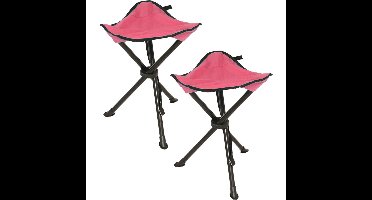 Opvouwbaar krukje - 4x - driepoot - camping/outdoor - rood - D34 x H40 cm