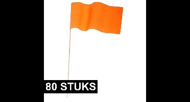 Oranje papieren zwaaivlaggetjes/handvlaggetjes - 80x - 12 x 23 cm - Holland/Koningsdag