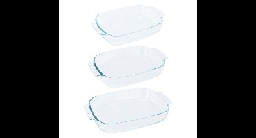Ovenschalen 3-delige set - glas - ovaal - 2/ 2.7/ 3.8 Liter - vaatwasser bestendig