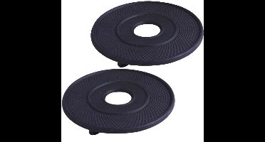 Pannen/theepot onderzetters - 2x stuks - Gietijzer - Zwart - 14 cm