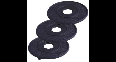 Pannen/theepot onderzetters - 4x stuks - Gietijzer - Zwart - 14 cm