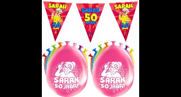 Paperdreams Sarah/50 jaar feest set - Ballonnen & vlaggenlijnen - 17x stuks