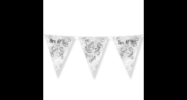 Paperdreams Vlaggenlijn - Mrs. & Mrs. huwelijks feest/party - zilver/wit - 10m