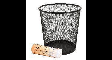Papier prullenbak - zwart - 20 liter - incl. 20x afvalzakken - prullenmand - kantoor prullenbak