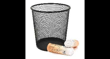 Papier prullenbak - zwart - 20 liter - incl. 40x afvalzakken - prullenmand - kantoor prullenbak