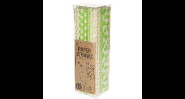 Papieren drinkrietjes - 100x - groen - 20 cm