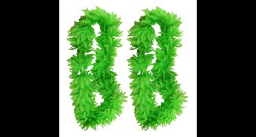 PartyXplosion Hawaii slinger - 2x - neon groen - 1 m - polyester - feestartikelen