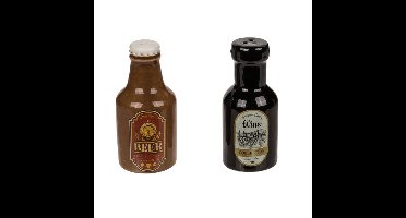 Peper en zout stel - bier en wijn drank flesjes - keramiek - cadeau setje