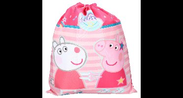 Peppa Pig gymtas/rugzak/rugtas voor kinderen - roze - polyester - 44 x 37 cm