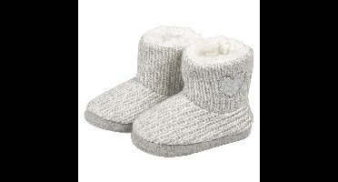 Peuter sloffen/pantoffels met hart - hoog model - lichtgrijs - maat 29-30