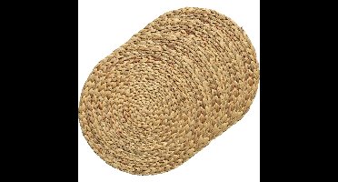 Placemats - 8x - gevlochten - 35 cm - rond - naturel - bohemian style