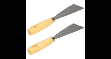 Plamuurmes - 2x - werkbreedte 40 mm - conisch geslepen staal - houten greep