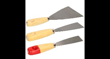 Plamuurmessen set 3-delig - 30 mm - 50 mm - 100 mm - staal - hout