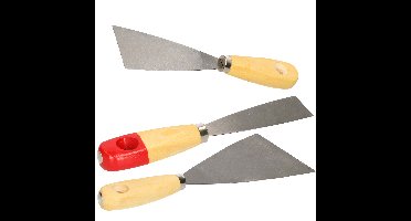 Plamuurmessen set 3-delig - 30 mm - 60 mm - 100 mm - staal - hout