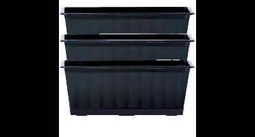Plantenbak/bloembak/balkonbak Agro - 3x - antraciet - kunststof - 40 x 18 x 14 cm
