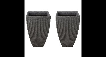Plantenpot/bloempot - 2x - Tuin - kunststof - grijs - D40 x H60 cm