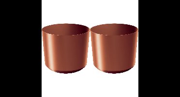 Plantenpot/bloempot Babylon - 2x - kunststof - buiten/binnen - koper - D12 x H12 cm