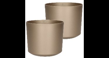Plantenpot/bloempot Babylon - 2x - kunststof - buiten/binnen - titanium grijs - D12 x H12 cm