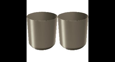 Plantenpot/bloempot Babylon - 2x - kunststof - buiten/binnen - titanium grijs - D39 x H39 cm