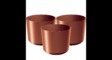 Plantenpot/bloempot Babylon - 3x - kunststof - buiten/binnen - koper - D18 x H18 cm