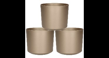 Plantenpot/bloempot Babylon - 3x - kunststof - buiten/binnen - titanium grijs - D12 x H12 cm