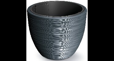 Plantenpot/bloempot Furu Stripes - buiten/binnen - kunststof - antraciet - 39 x 32 cm