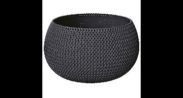 Plantenpot/bloempot kunststof dia 37 cm en hoogte 22 cm antraciet grijs