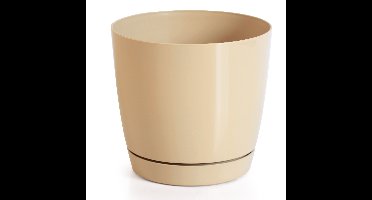 Plantenpot/bloempot kunststof glanzend mat goud dia 13.5 x hoogte 12.5 cm