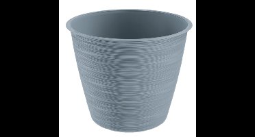 Plantenpot/bloempot Paintstripe - kunststof - grijs - 20 x 24 cm - stijlvol - binnen/buiten