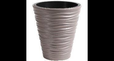 Plantenpot/bloempot Sand Dunes - buiten/binnen - kunststof - beige - D35 x H38 cm