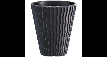 Plantenpot/bloempot Sand Waves - buiten/binnen - kunststof - antraciet - D35 x H38 cm