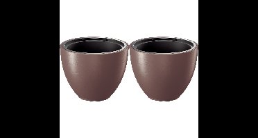 Plantenpot/bloempot Sevilla - 2x - buiten/binnen - kunststof - mahonie bruin - D30 x H23 cm