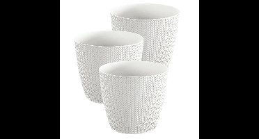 Plantenpot voor buiten - Set van 3x stuks - parel wit - kunststof - D16 x H14 cm - Stijlvol