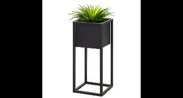 Plantenpot - zwart - op metalen standaard - 50 cm hoogte