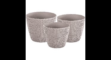 Plantenpotten/bloempot set 3x mix formaten kunststof taupe 26/22/19 cm