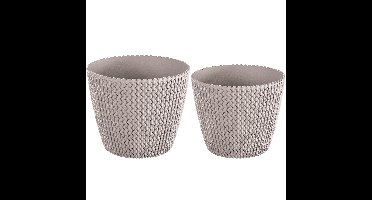 Plantenpotten/bloempot set 4x kunststof taupe 22 x 19 en 19 x 16 cm
