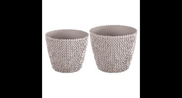 Plantenpotten/bloempot set 6x kunststof taupe 30 x 25 en 26 x 22 cm