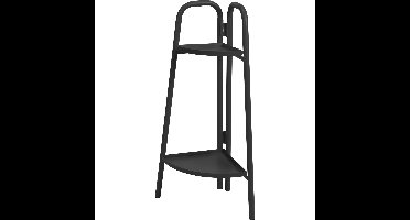 Plantenrek/plantentafel - antraciet - metaal - 26 x 26 x 70 cm - inklapbaar - 2 laags
