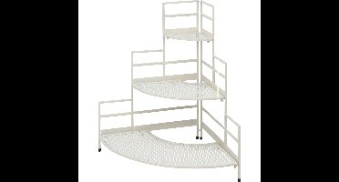 Plantenrek/plantentafel - creme - metaal - 84 x 60 x 84 cm - inklapbaar