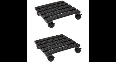 Plantentrolley - 2x - donker grijs - hout - 29 x 29 cm - 100 kilo