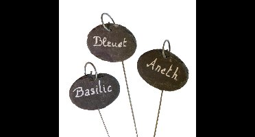 Plantetiketten/plantenlabels - 6x - leisteen - 40 cm - hangetiketten