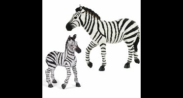 Plastic speelgoed dieren figuren setje zebra familie van moeder en kind